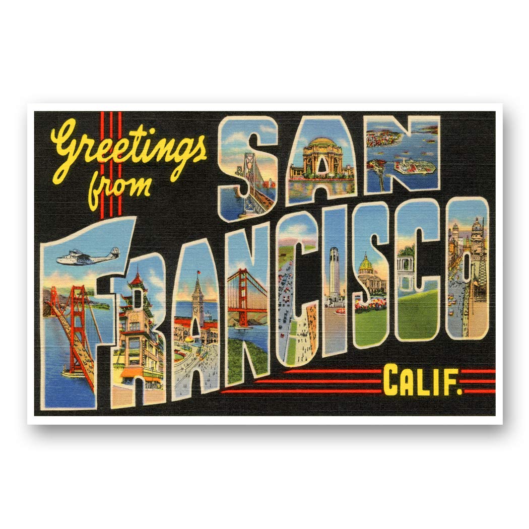 Postcard Fair Vintage Reprint Set of 20 San Francisco Postcards, Made in USA