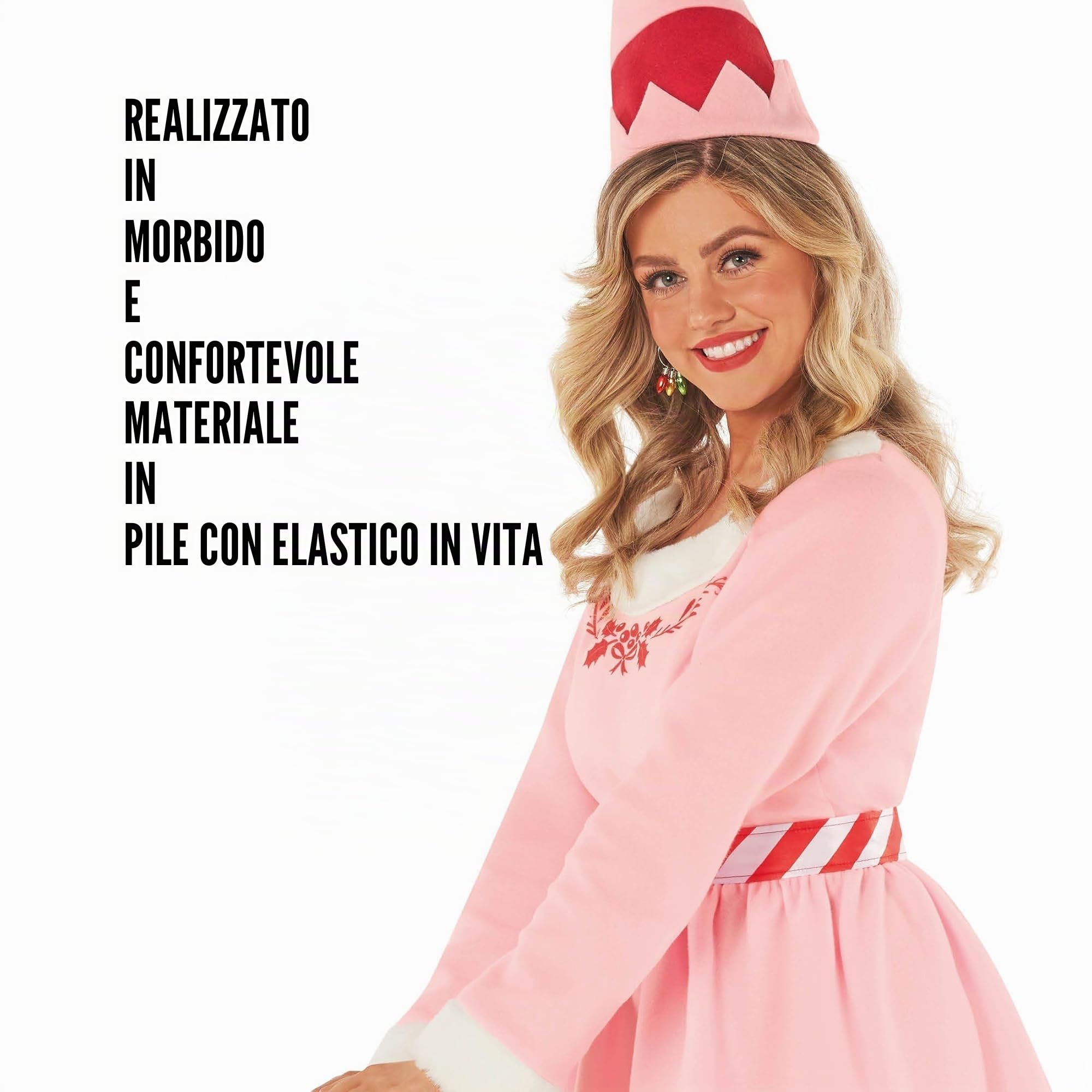 Morph Vestito Elfo Donna Rosa - Costume Natale Elfo