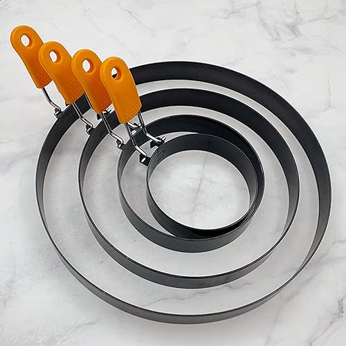 Miniatura 8 de Paquete de 6 anillos de huevo grandes para freír huevos, anillo grande de tortilla de 8 pulgadas, anillo para panqueques de 6 pulgadas, anillo