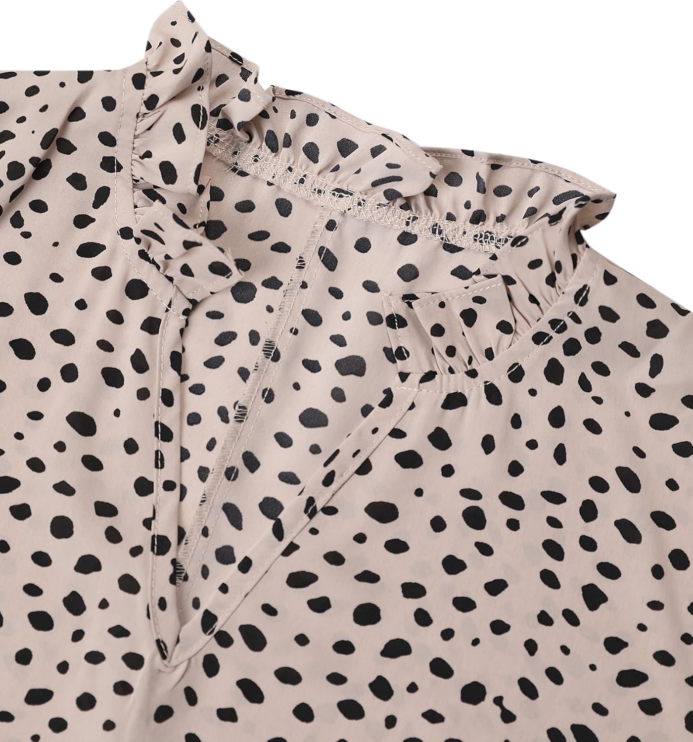 Avanova Women Leopard Print Ruffle V Neck Top 3/4 Long Sleeves Work Business Blouses Shirt - Image 4