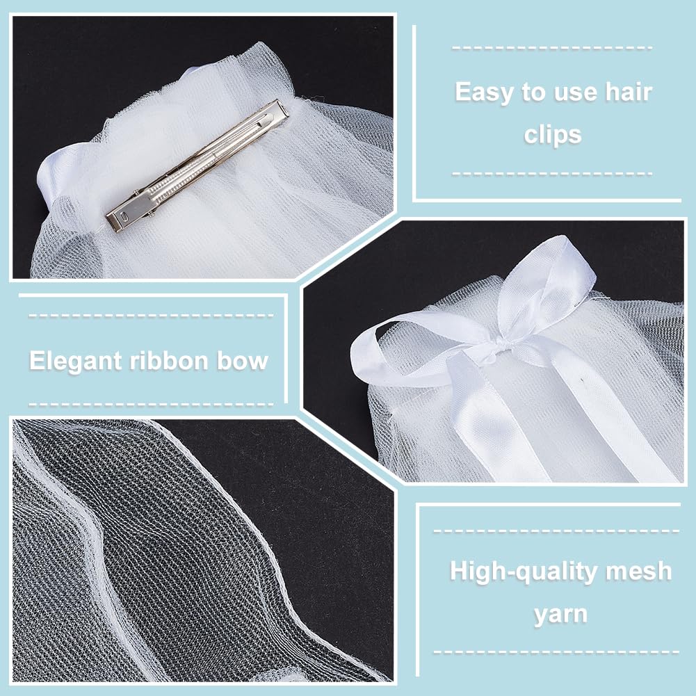 FREEBLOSS 2Pc Dog Wedding Dress Bow Wedding Dog Veil Dog Wedding Outfit Dog Tutu for Large Dogs Wedding Dress for dogs Female Bride Costume Pet Wedding Veil with Clip - Image 3
