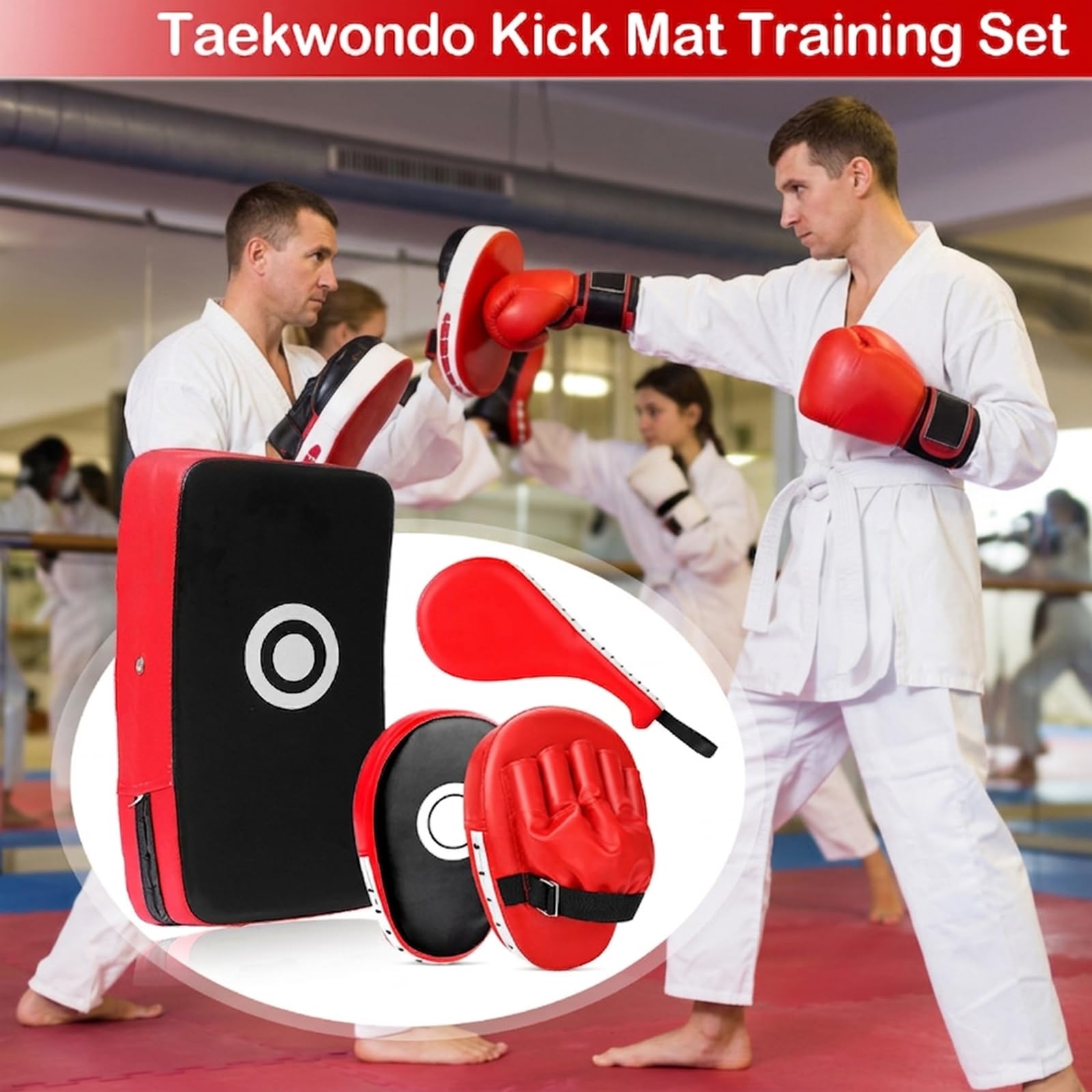 Boxeo Set Schlagpolster Paos y Manoplas de PU Cuero para Kickboxing Muay Thai MMA