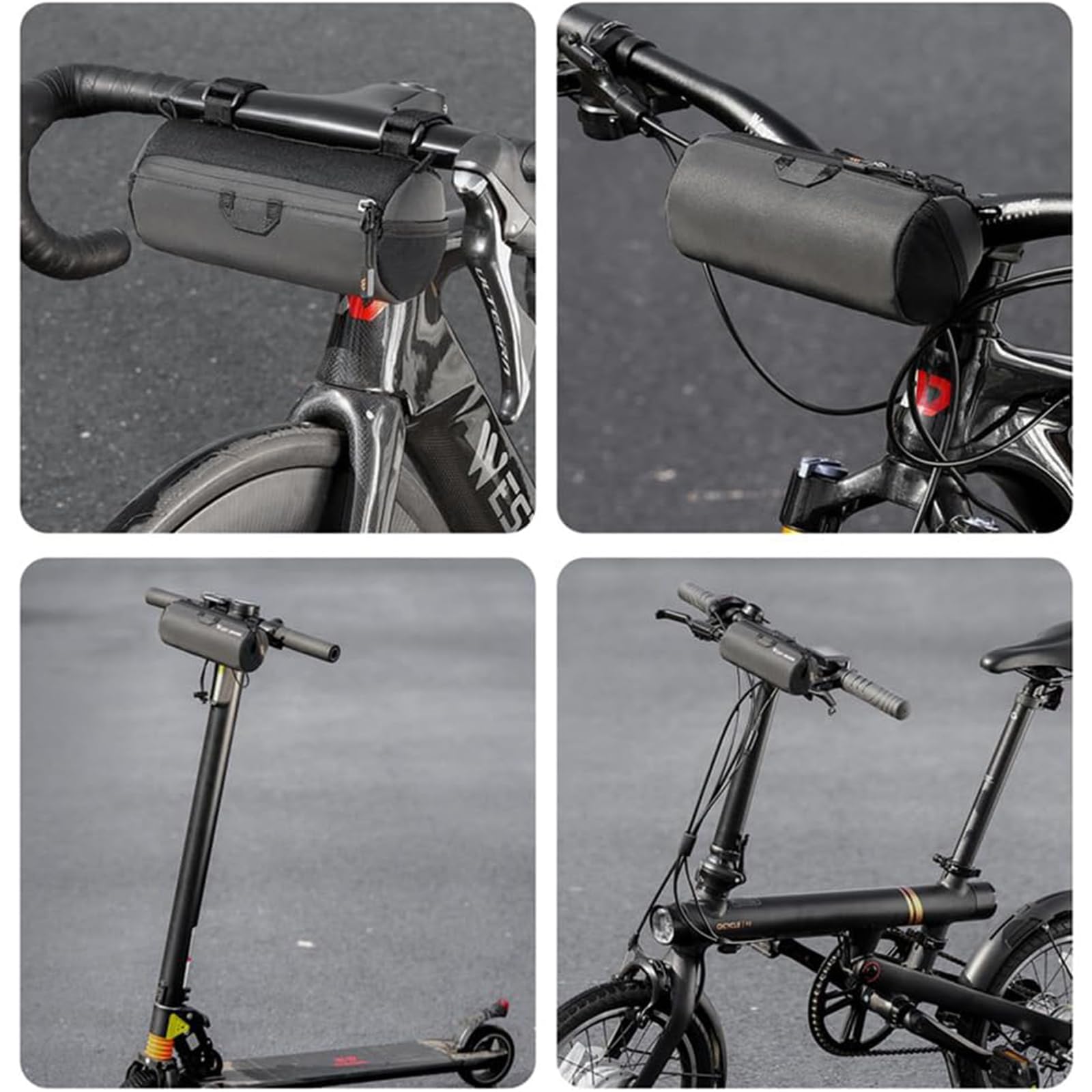 Borsa Manubrio Bici Accessori Bici, Manubrio Bici Borsa con Tracolla, Borsa Manubrio Moto Borse Bici per Mountain Bike e Bici Da Strada, Nero 1L