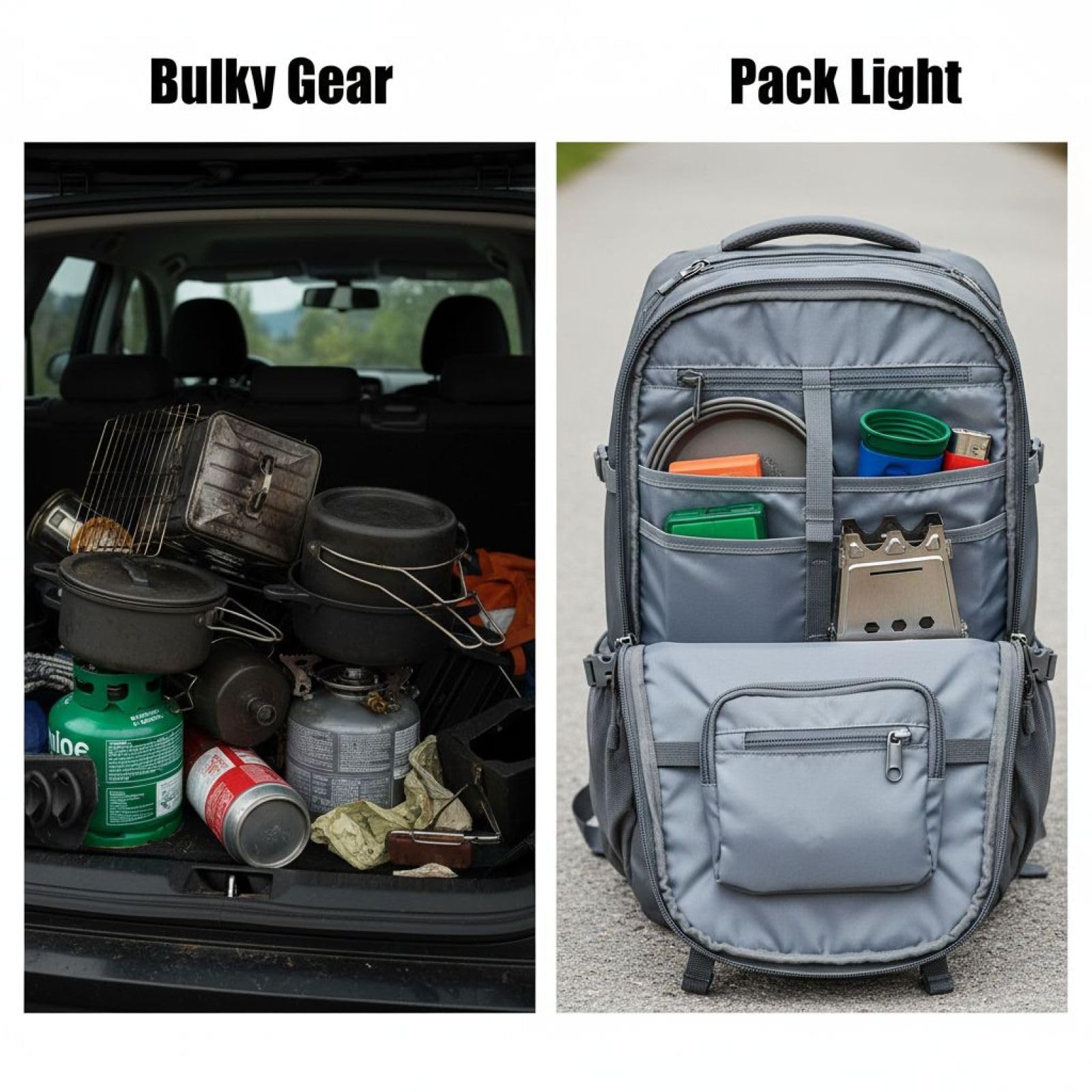 Réchaud bois camping en acier inoxydable, réchaud pliable portable pour randonnée et bivouac, équipement léger de plein air pour jardin, patio, barbecue, pique nique, survie et maison