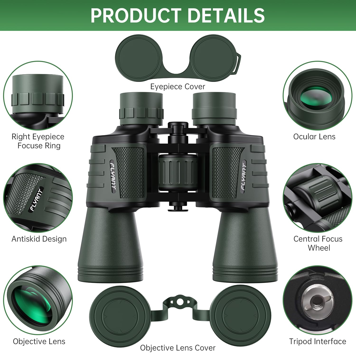 Binocolo ad alta potenza 20 x 50 per adulti, impermeabile, con visione bassa della luce, per bird watching, caccia, campeggio, viaggi, crociera, escursionismo, sport, osservazione delle stelle, regali