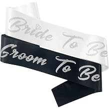 Bride Groom to Be Sash Set White Sash Silver Glitter Letter