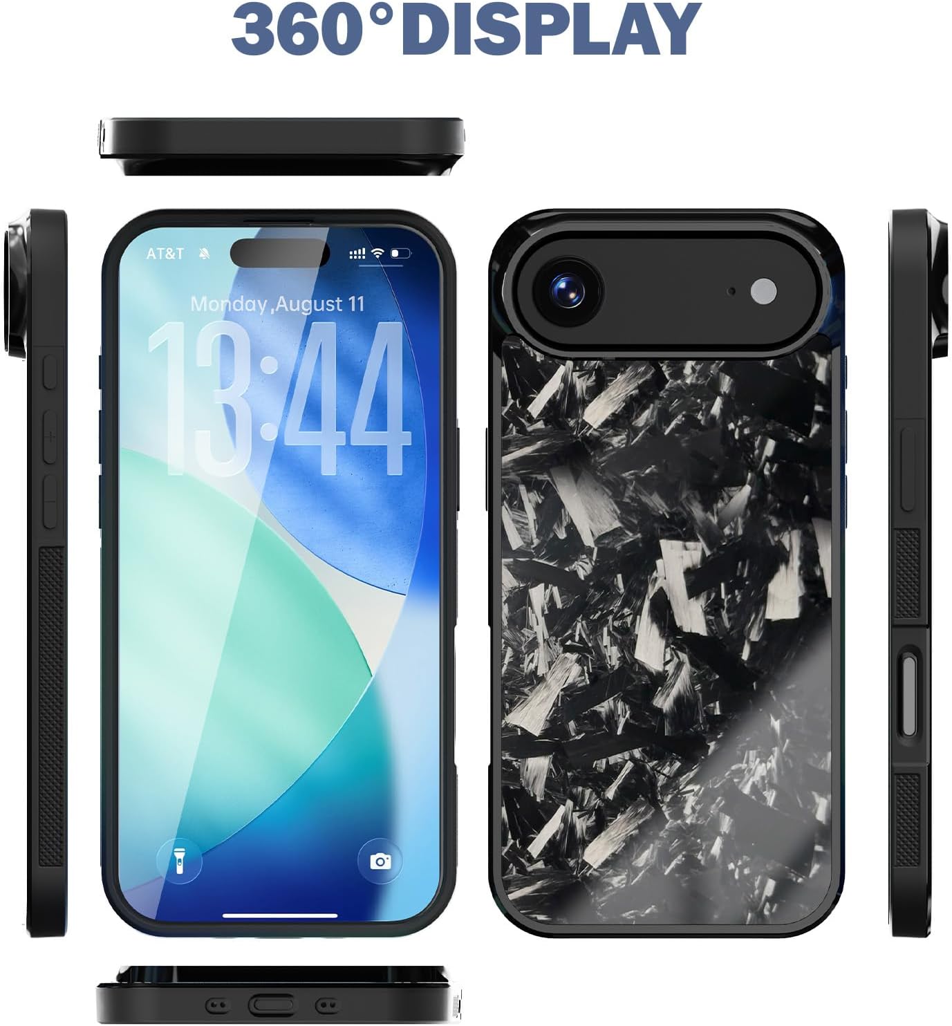 molzar Grip Series for iPhone Air Case with Real Forged Carbon Fiber, Grippy Edges Design, Built-in Magnets, Compatible with MagSafe Chargers and Accessories, Glossy Black