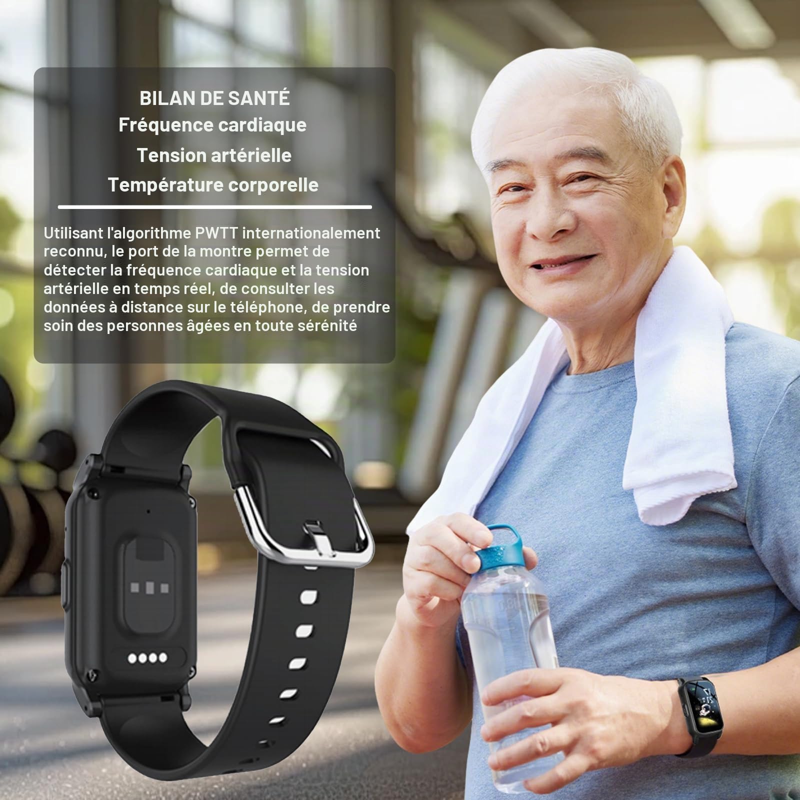 Bracelet Alarme Personne Agee, Montre Connectée avec Détecteur De Chute, Bracelet De Positionnement Bouton SOS, GPS, Montre AlzheimerRed,1.25 * 0.57 * 2.22inch