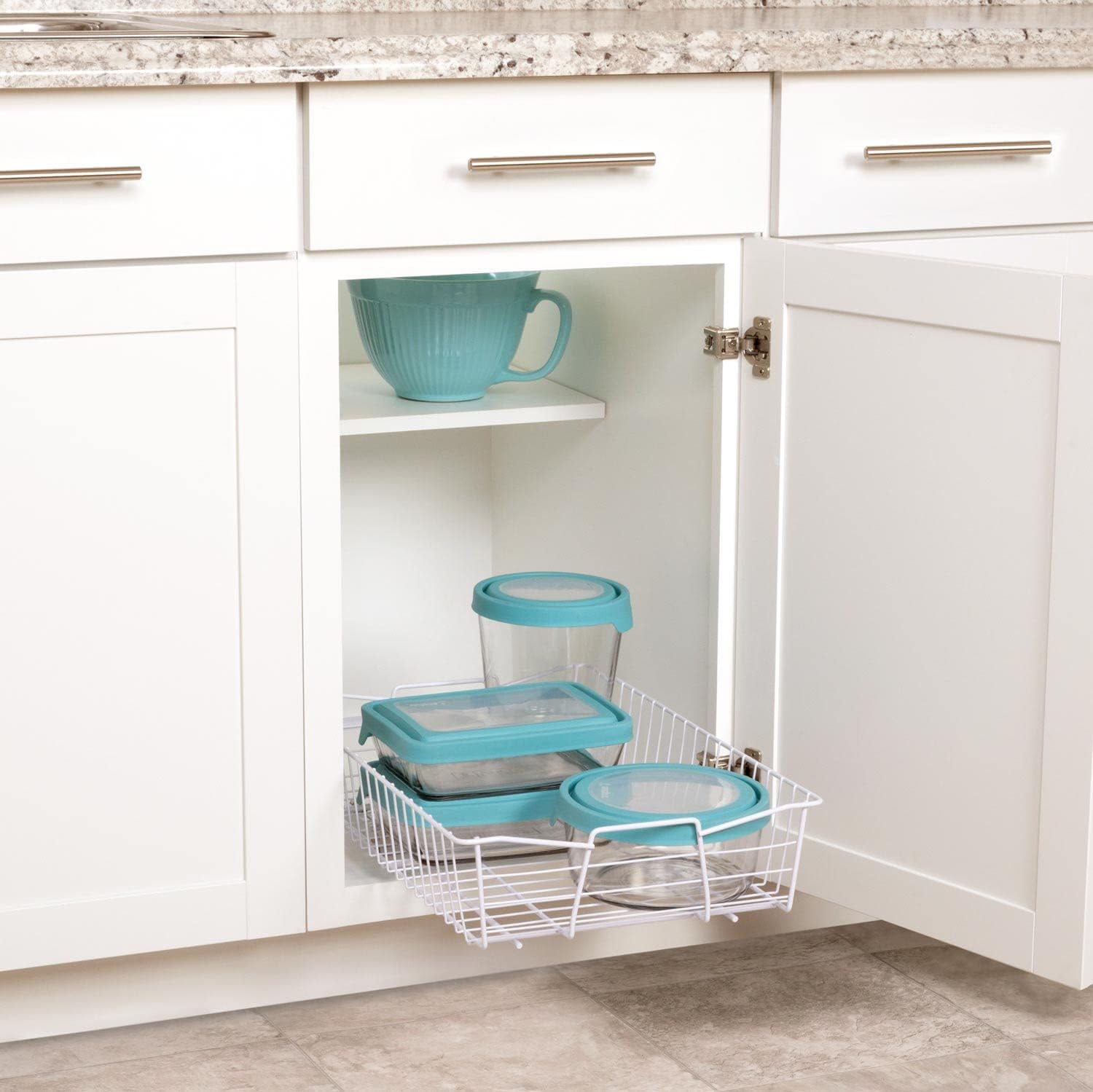Knape & Vogt Simply Put 14-in W x 5.25-in H White Metal 2-Tier Pull Out Cabinet Basket