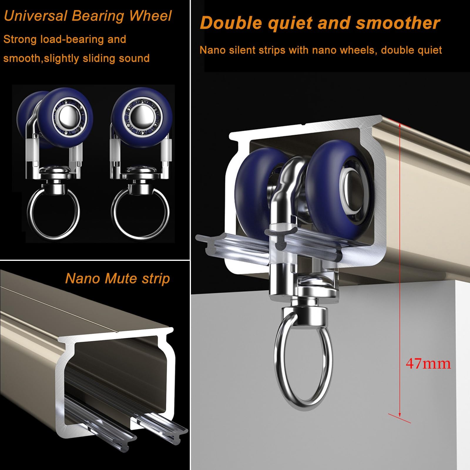Aluminiowa zasłona 1 cichy rolkowy ścianka działowa uchwyt sufitowy lub ścienny zawiera elementy mocujące idealne do zasłon przesuwnych, dekoracja domu, oszczędność miejsca