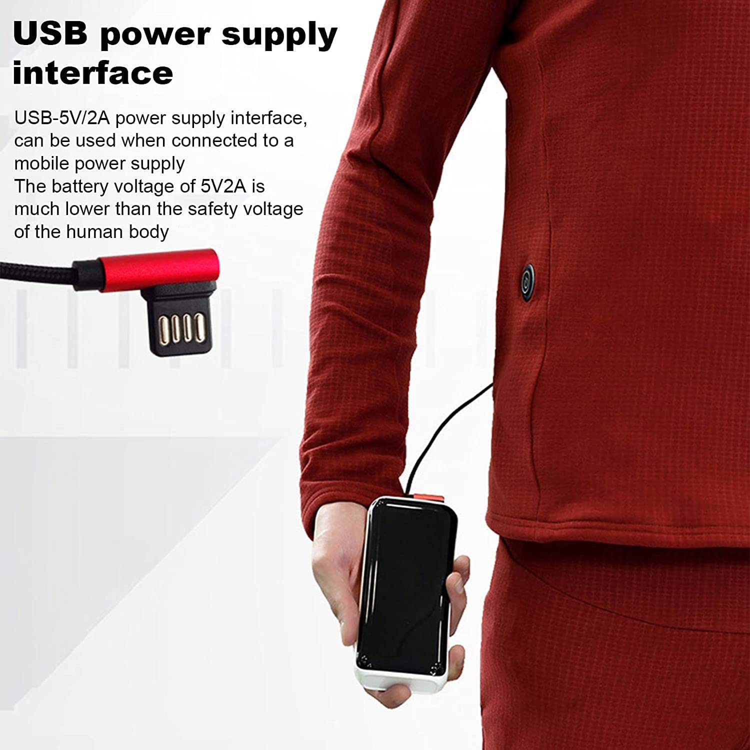 Podgrzewana Bielizna, Elektryczne Kalesony Termiczne z 3 Ustawieniami Temperatury, Podgrzewany Kombinezon Ładowany Przez USB (Bez Baterii)