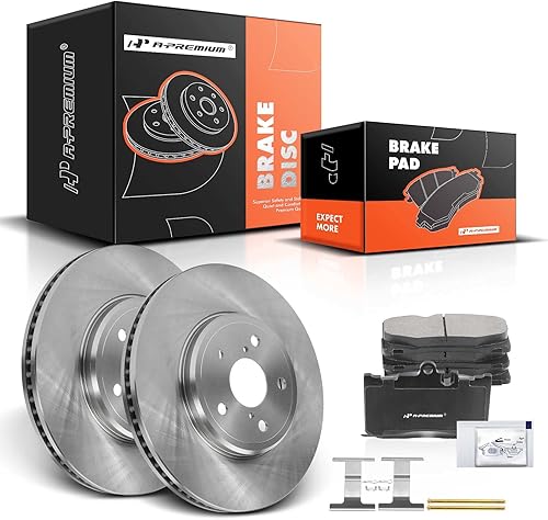 Miniatura 9 de A-Premium Juego de rotores de freno de disco perforados y ranurados delanteros + pastillas de cerámica compatible con modelos seleccionados de Lexus