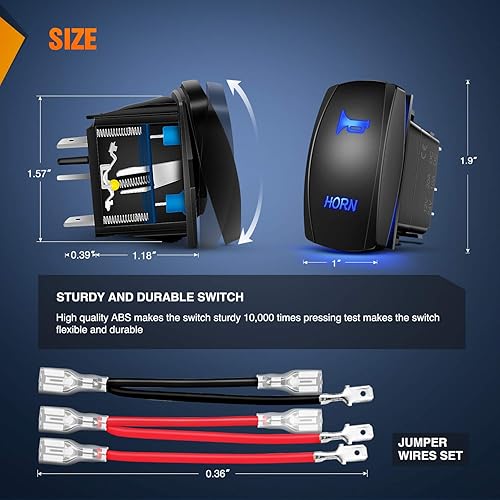 Vista 20 de Interruptor de direccional Nilight azul de 4 pines ON OFF ON, interruptor basculante SPDT grabado con láser, interruptores de palanca 12 V 20 A 24 V