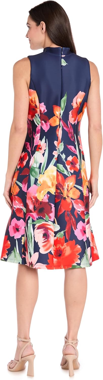 R&M Richards Women's Floral Fit & Flare Dress W/Collar - Sleeveless Sprong & Summer Daytime Style - Image 4