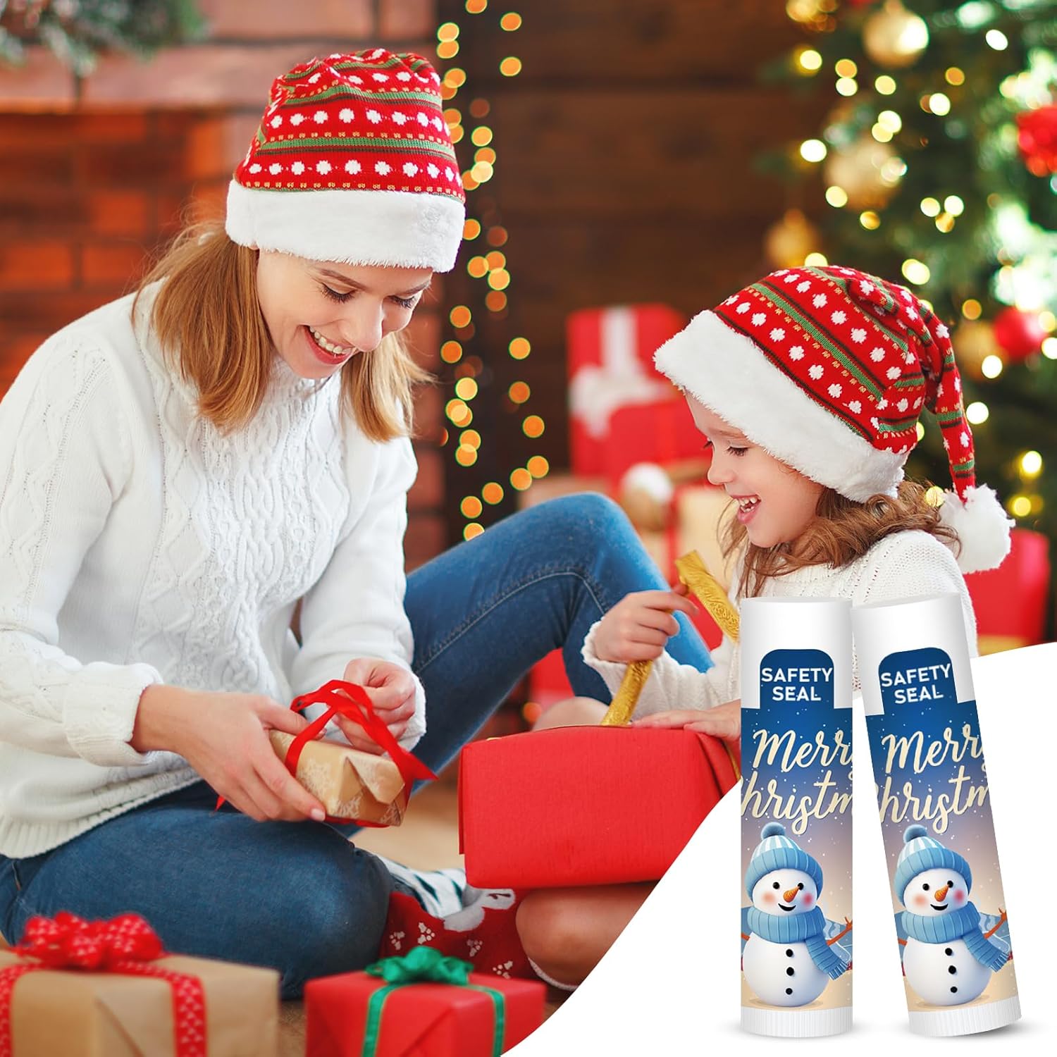 60 Pack Christmas Lip Balm Bulk for Stocking Stuffers, Lip Balm Set for Christmas Gifts, Bulk Christmas Gifts for Women Men, Christmas Party Favors for Teachers Coworkers-Snowman