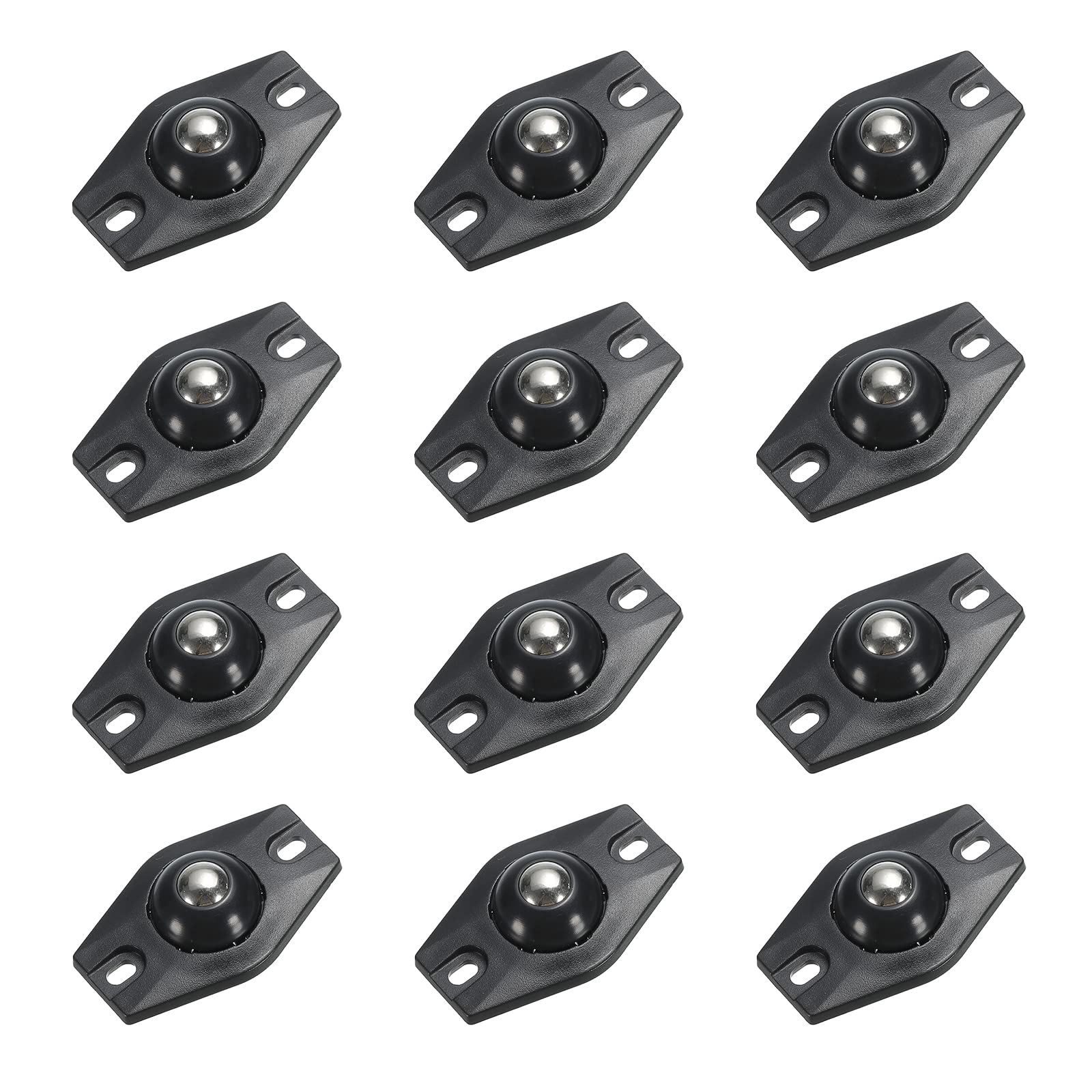 sourcing map Adhesive Mini Caster Wheels, (Black - 12Pcs) Swivel Universal Caster 360 Degree Rotation Sticky Pulley for Bins, Storage Boxes, Furniture, Trash Can