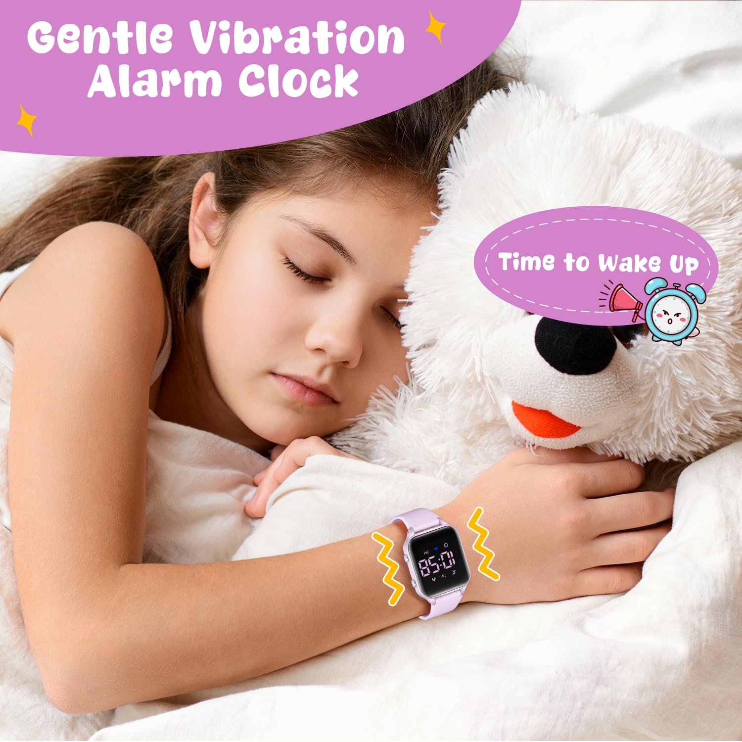 Timever Reloj digital para niños y niñas, color rosa y morado