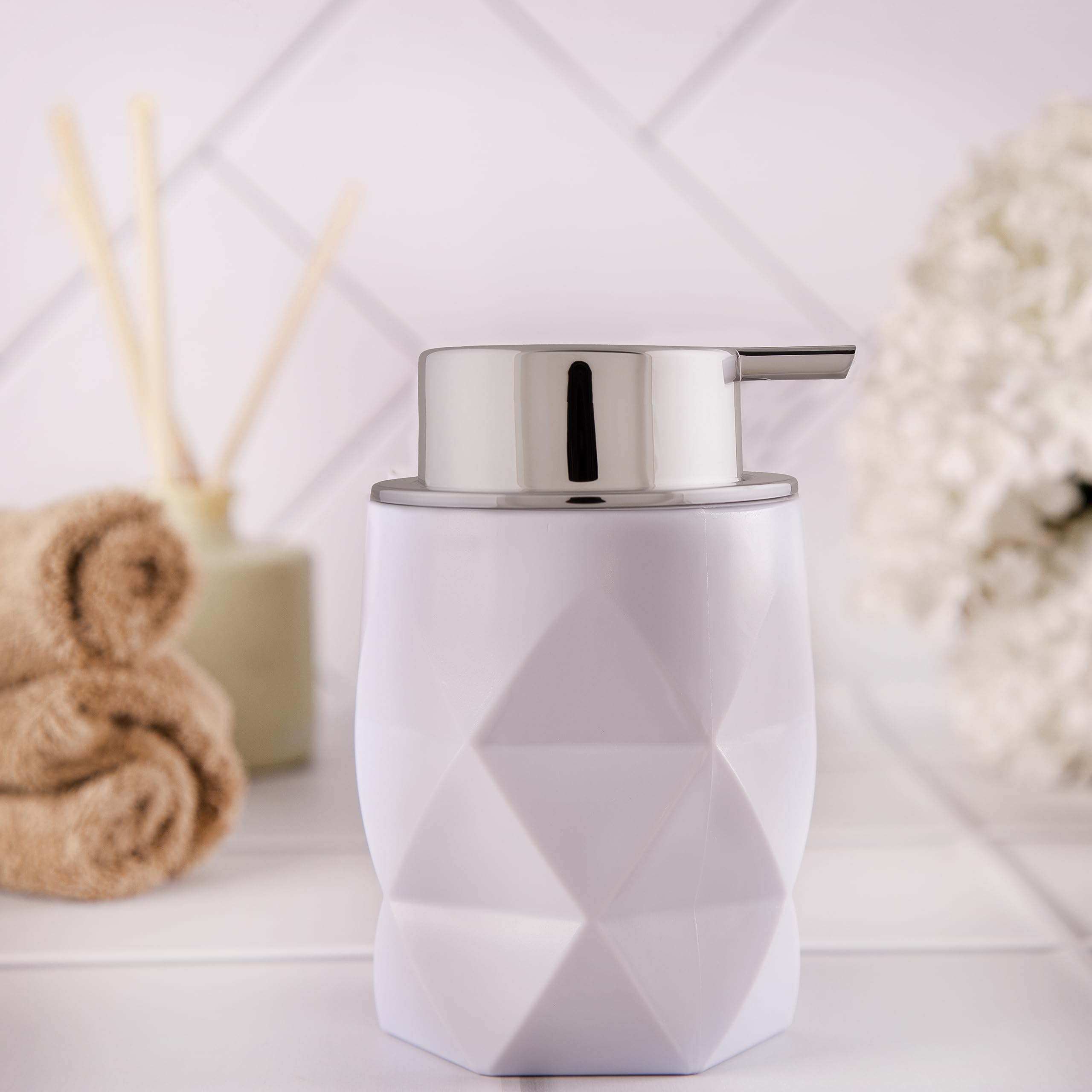 Nayasa Diamond Soap Case Dispenser, Soft Body Texture with Matte Finish Liquid Soap Dispenser with Pump, Can Be Used for Handwash, Lotion, Sanitizer, Shampoo, Home & Kitchen, Blue-image-16