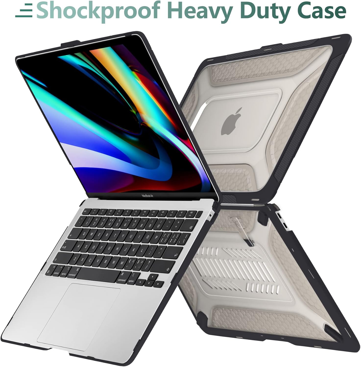 TWOLSKOO for MacBook Pro 13 Inch Case 2022 2021 2020 Model: A2338 M2/M1 A2251 A2289 with Touch Bar, Heavy Duty Rugged Shockproof Hard Shell Dual Layer Protective Cover with Fold Kickstand, Black