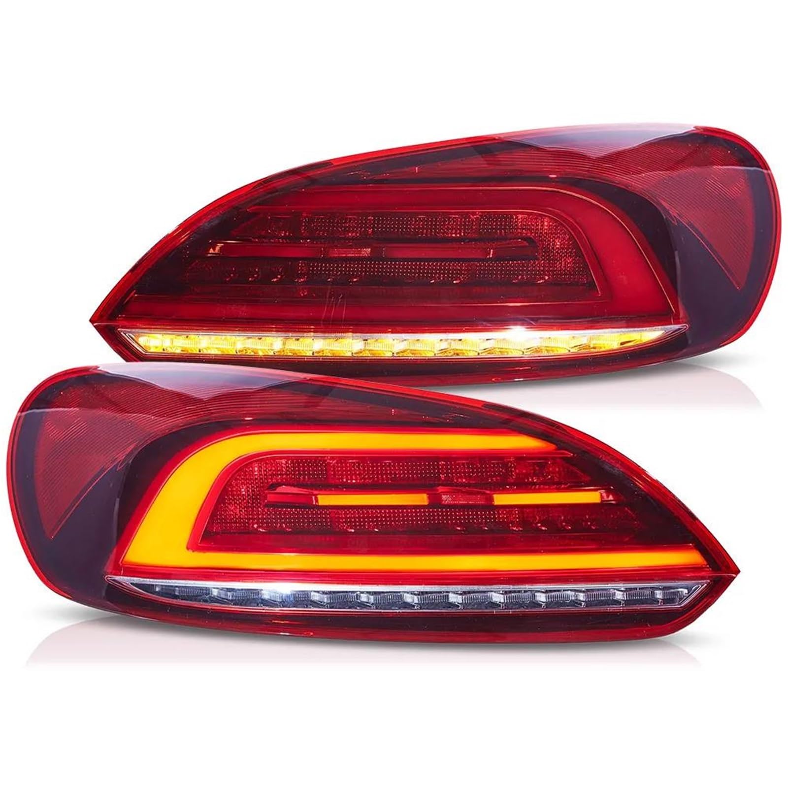 Generico Gruppo Luci Posteriori A LED Per Scirocco 2009-2014, Indicatori Di Direzione Sequenziali Color Ambra, Complete, Plug And Play(Red)