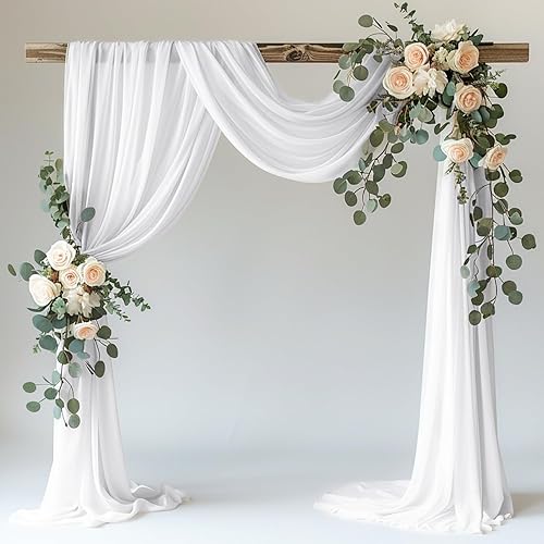 Wokceer White Wedding Arch Draping Fabric Backdrop 28.7" X 20FT Sheer Drapes Fabric for Wedding Arbor Ceremony Birthday Party
