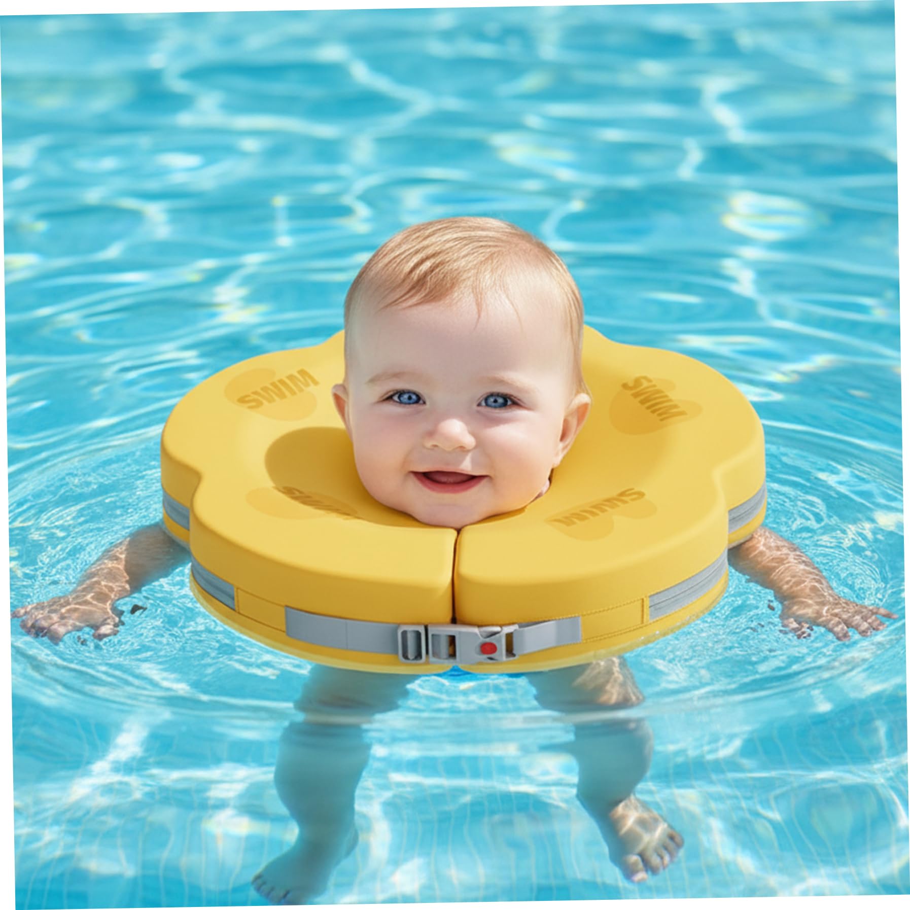 Flotador de Cuello para bebé de 0 a 6 Meses: Flotador de natación Ajustable y Seguro con diseño de Cuello Suave, a Prueba de Fugas para diversión acuática Segura (Amarillo)