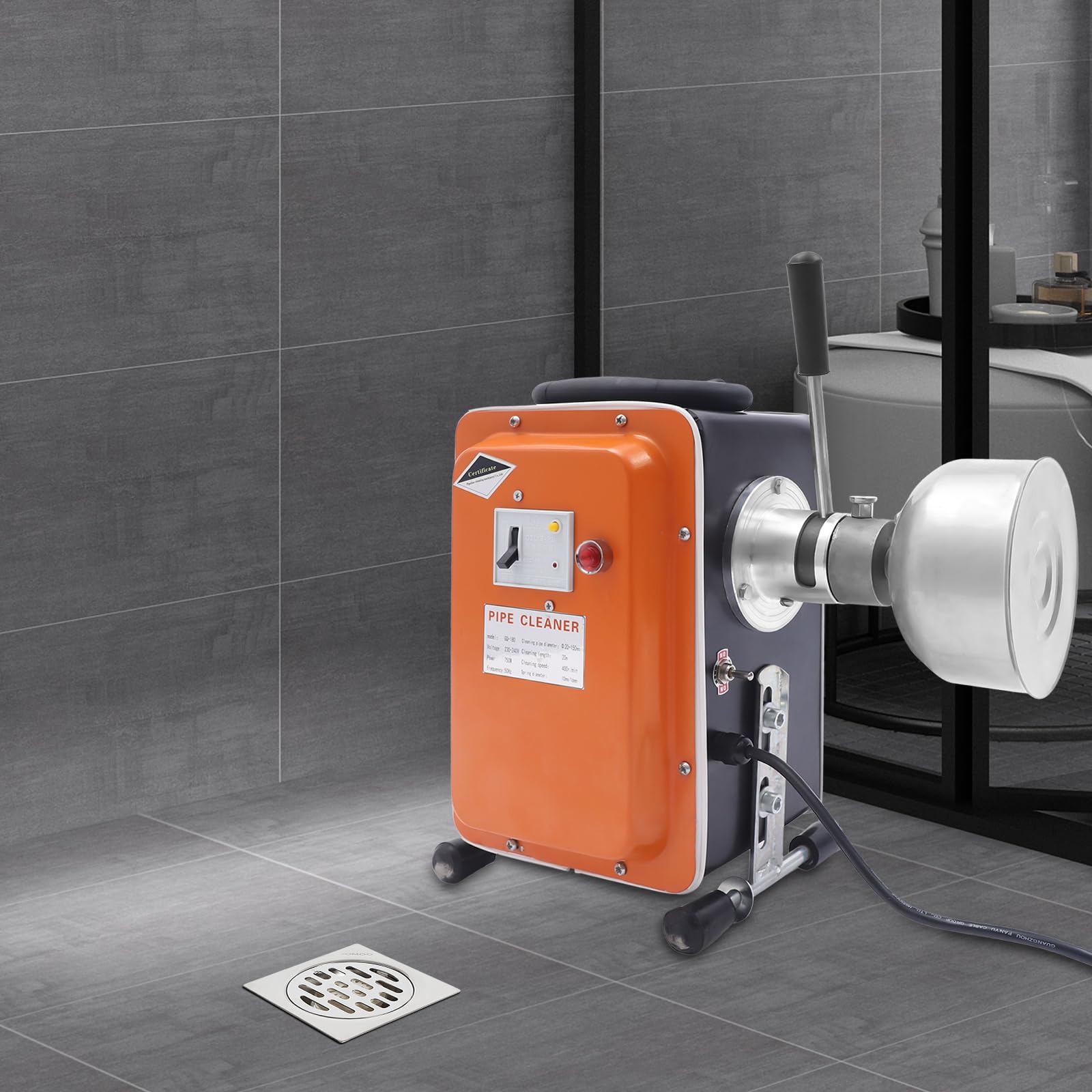750 W, 400 giri/min, macchina per la pulizia dei tubi, lunghezza di 20 m, pulitore ad alta pressione, pulitore per tubi