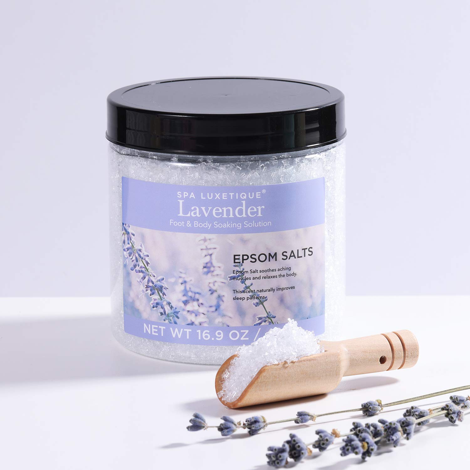 Spa Luxetique Sel d’Epsom, Coffret Sel de Bain, 3*480g avec l'Huile Essentielle, Lavande, Vanille,Noix de Coco Citron Vert,Pour un Bain de Pieds,Idéede Noël et d’Anniversaireet,Cadeau Fete des Meres