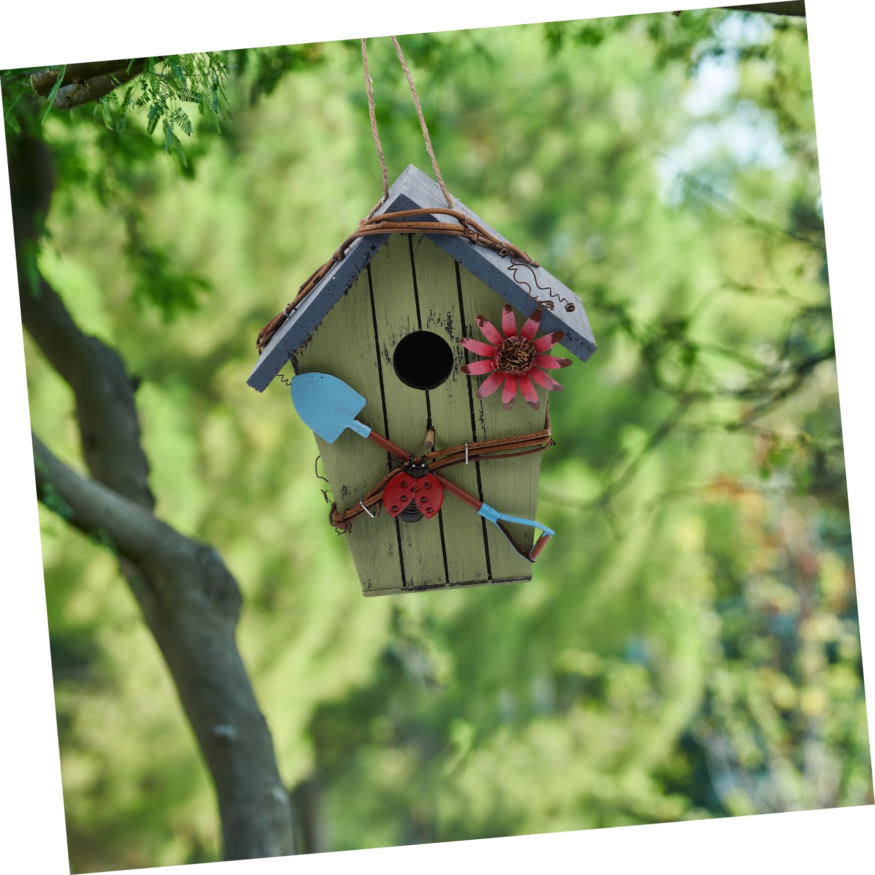 Toyvian 2piezas Casitas para Pájaros De Madera Natural Nido Colgante Asa para Jardín Hogar para Pájaros Decoración para Jardín