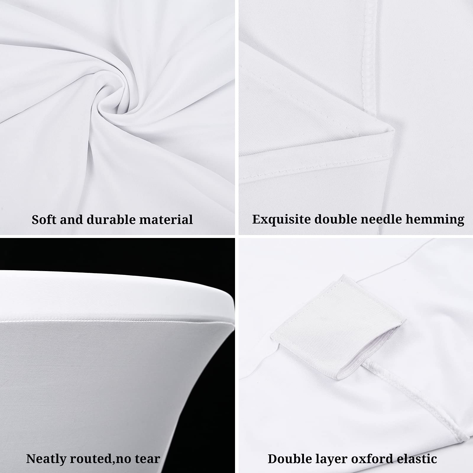 10Pcs tovaglie da cocktail elasticizzate ad angoli quadrati in spandex 80x 110cm tavolo alto bianco attrezzato, tovaglia rotonda da cocktail per banchetti da cocktail per matrimoni da bar (bianco)
