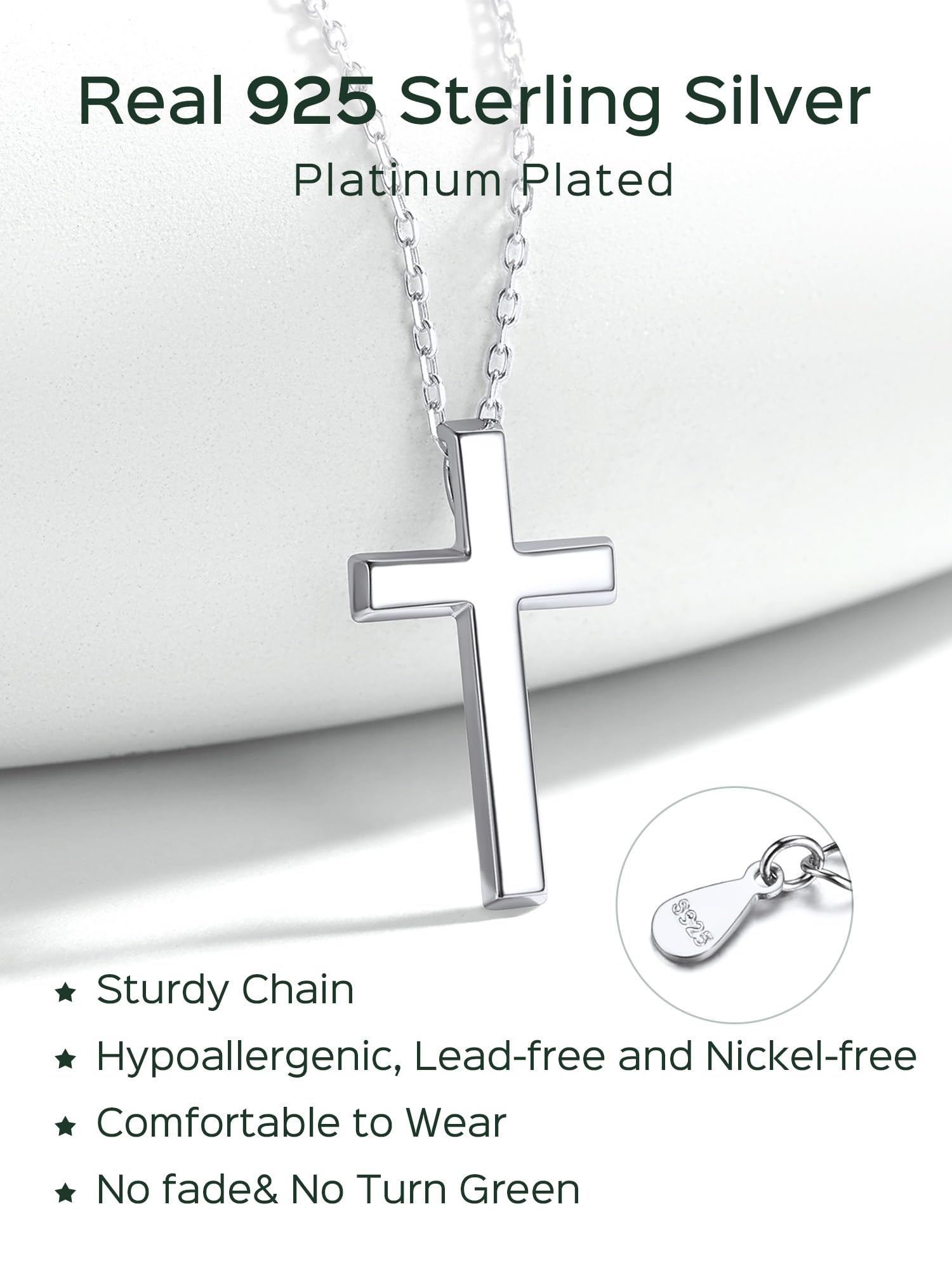 ChicSilver Collar Infinito Plata de Ley 925 Mujer Colgante Cruz Amor Eterno Símbolo Infinito Joyería Delicada Madre Pareja