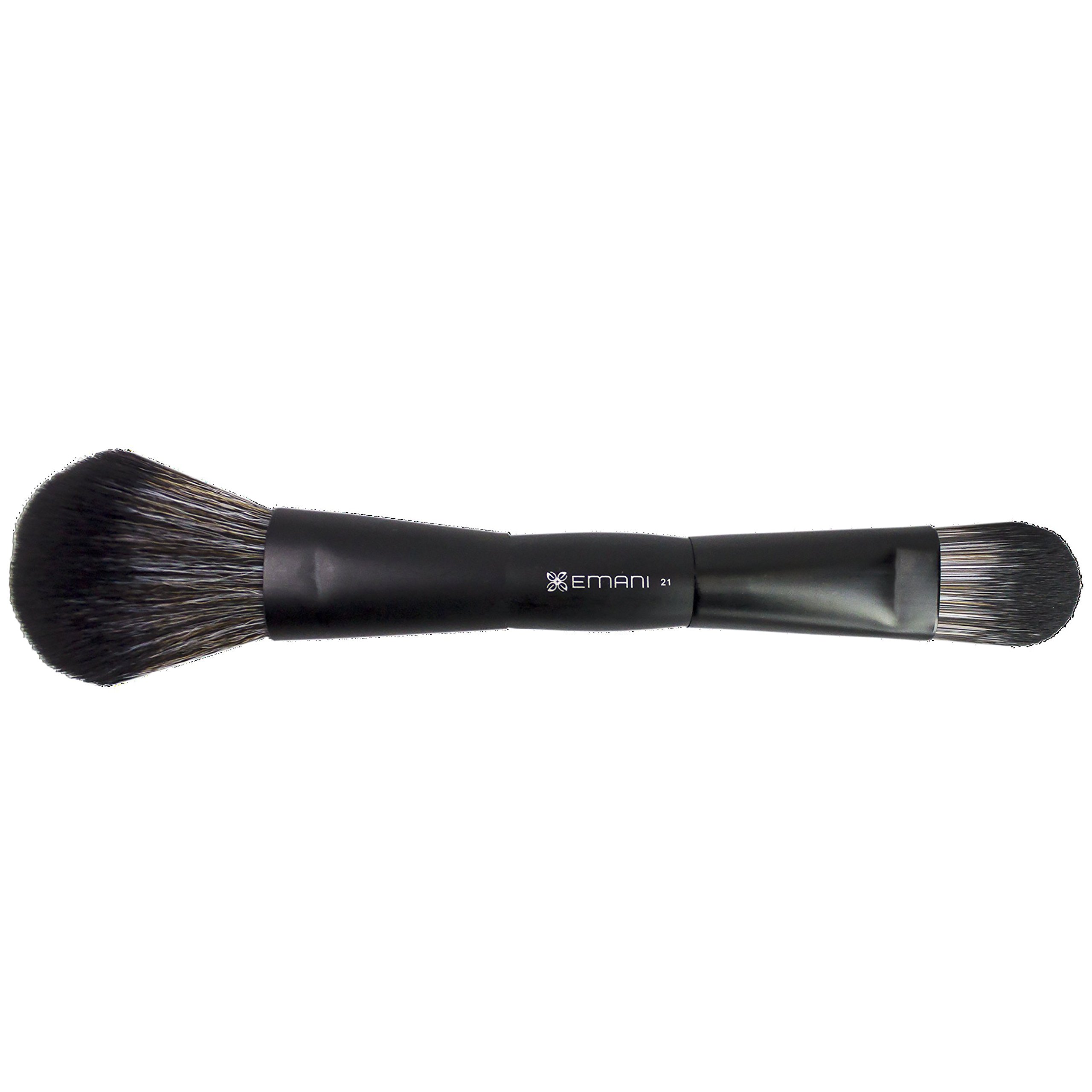 EmaniDuo Foundation Brush Double-Ended Makeup Brush - Fiber Bristles, Soft-Beveled Edges - 100% Vegan