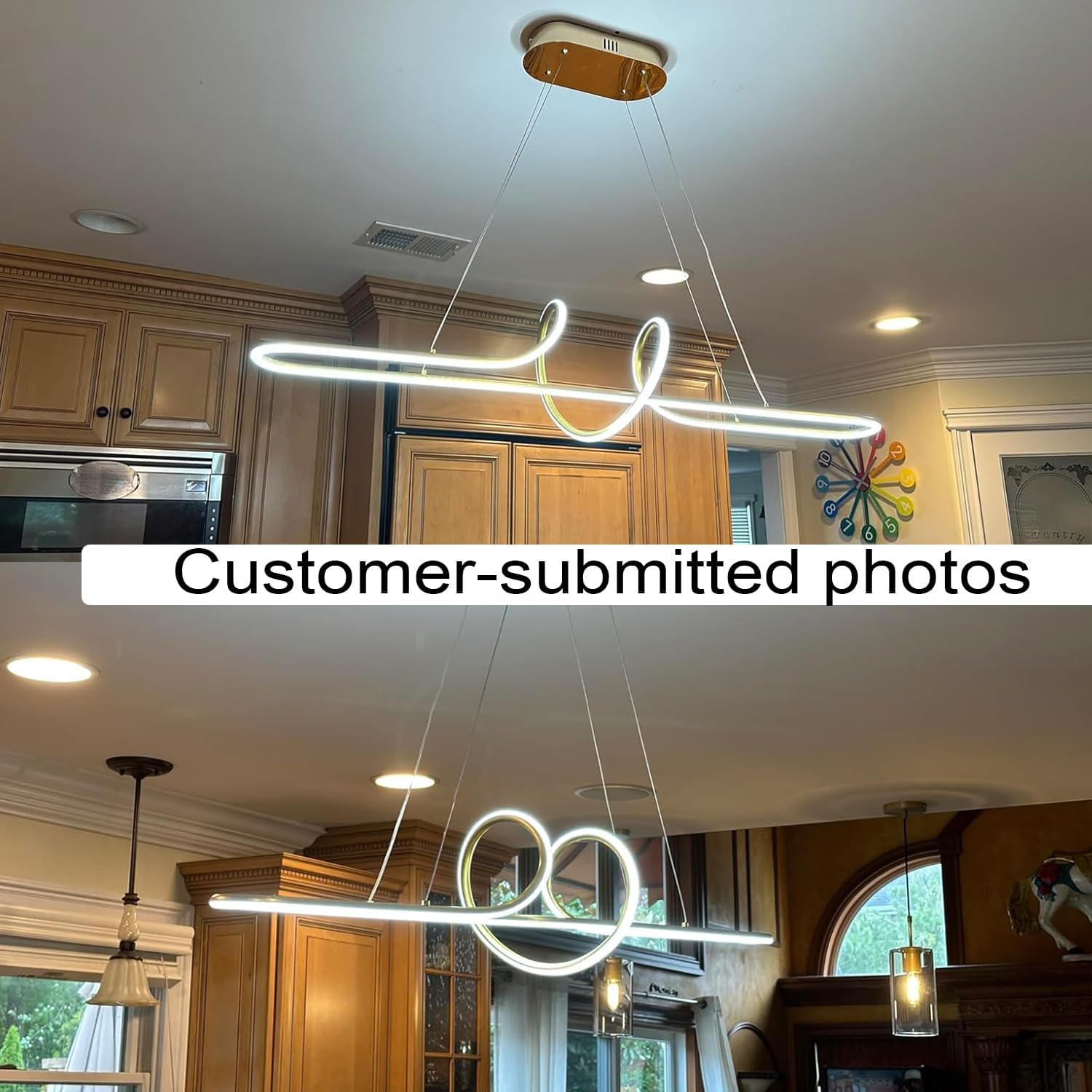Gold Led Chandelier Light Fixtgure Dimmable Modern Chandelier with Remote 3000K-6500K Color Changing L43.30 Luxury Pendant Light for Kitchen Island Over Table Height Adjustable
