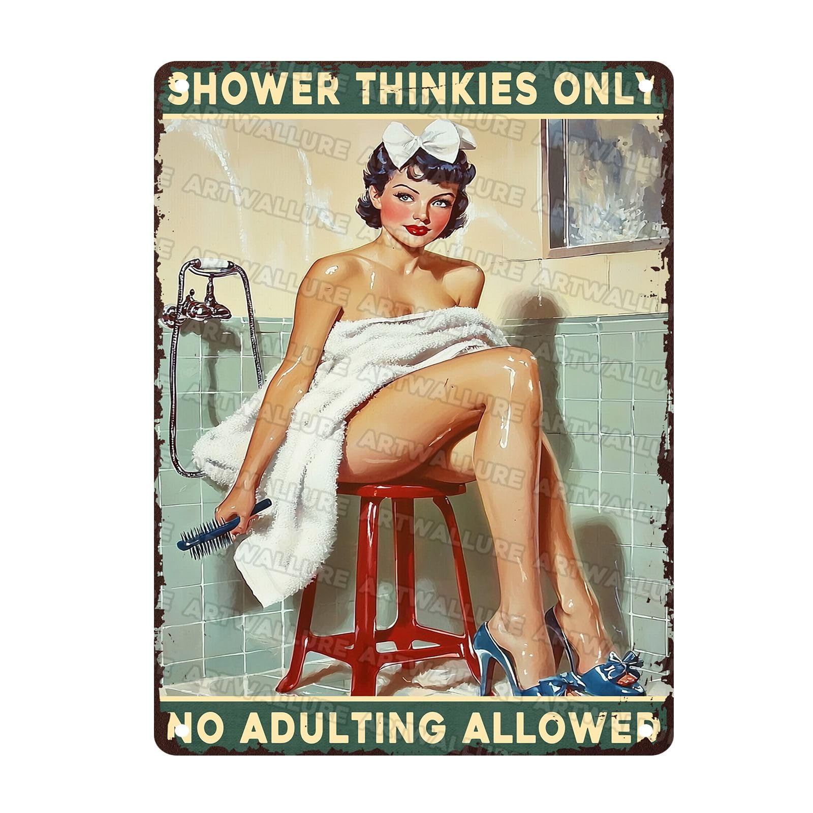 Bathroom Humor Metal Tin Sign Vintage Rustic Wall Decor Funny Toilet Art Retro Iron Plaque Man Cave WC Poster Gift Idea 12x16Inch