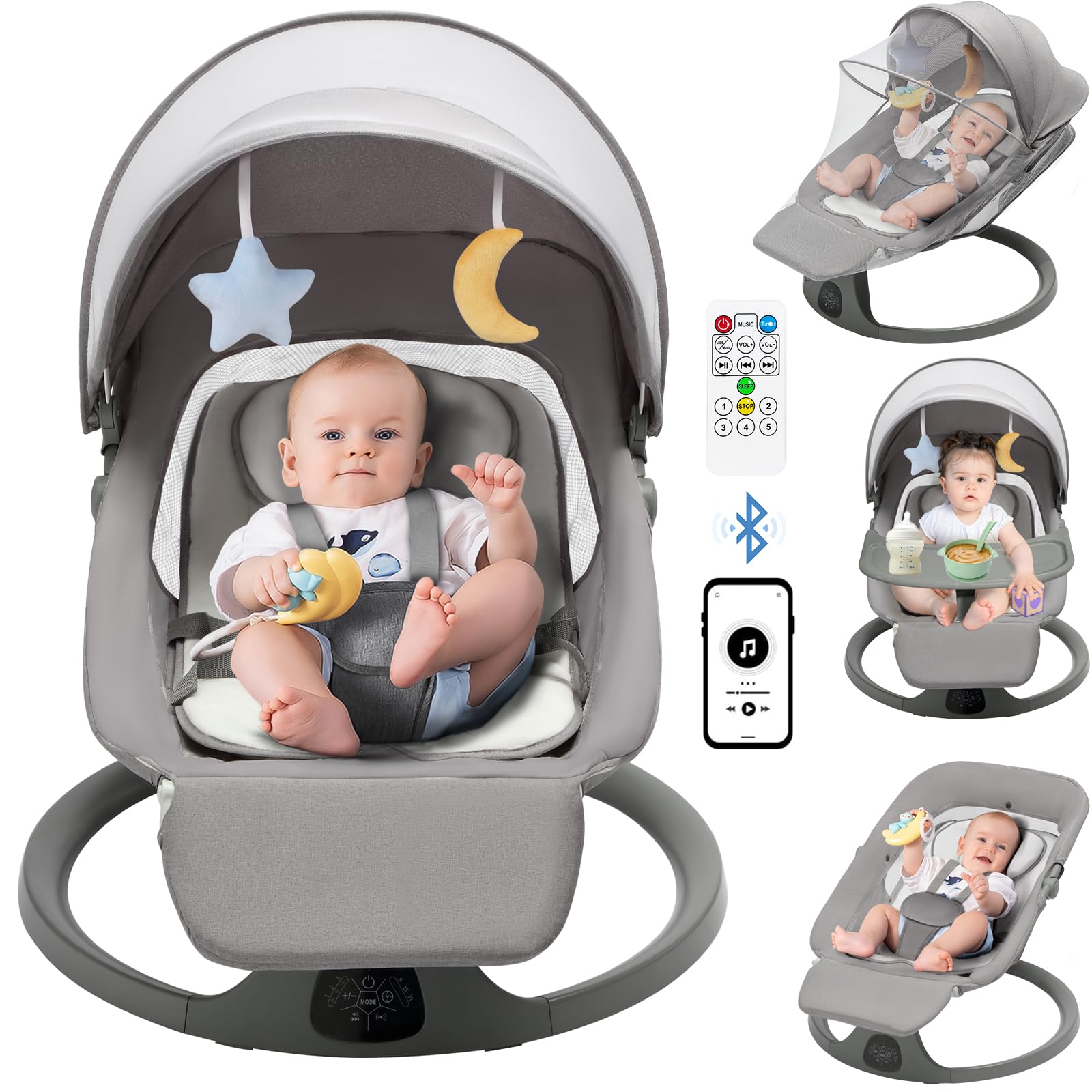 Balancelle Bébé,Transat Bébé Électrique jusqu'à 9kg