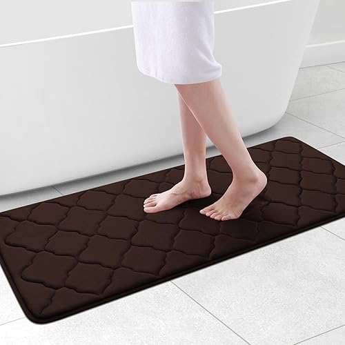 OLANLY Alfombra de baño de espuma viscoelástica de 47 x 20 pulgadas, ultra suave, antideslizante y absorbente, lavable a máquina, cómoda, gruesa