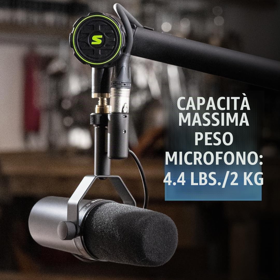 Shure by Gator, Asta Microfonica Broadcast con Braccio Articolato, (SH-BROADCAST1)