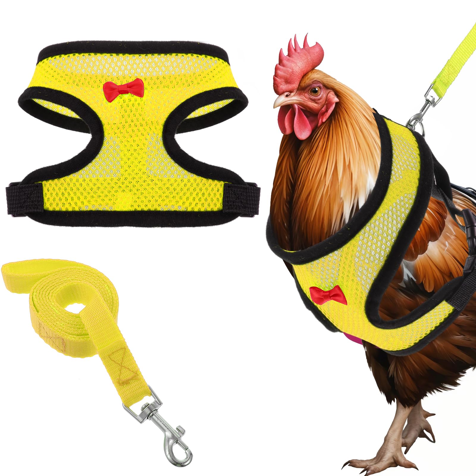 Ensemble de laisses et harnais réglables à double réglage en nylon confortable avec laisse de 1 m pour poules, canards, oies, petits animaux de compagnie (rose, M)