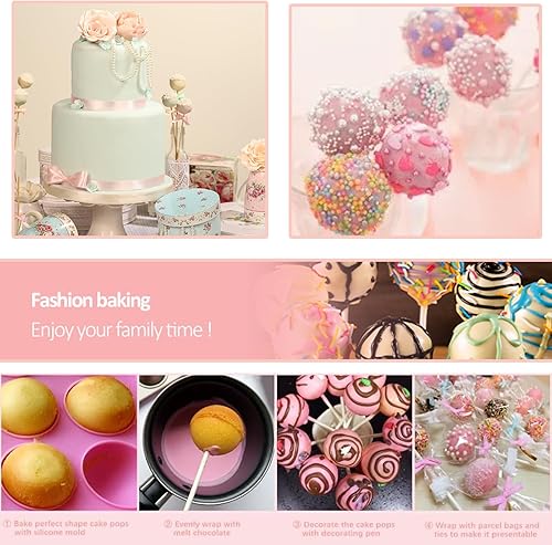 Miniatura 4 de Kit de 606 piezas para tartas, moldes de silicona para piruletas, incluye palitos de piruleta, taza medidora, bolsas de golosinas, lazos giratorios,