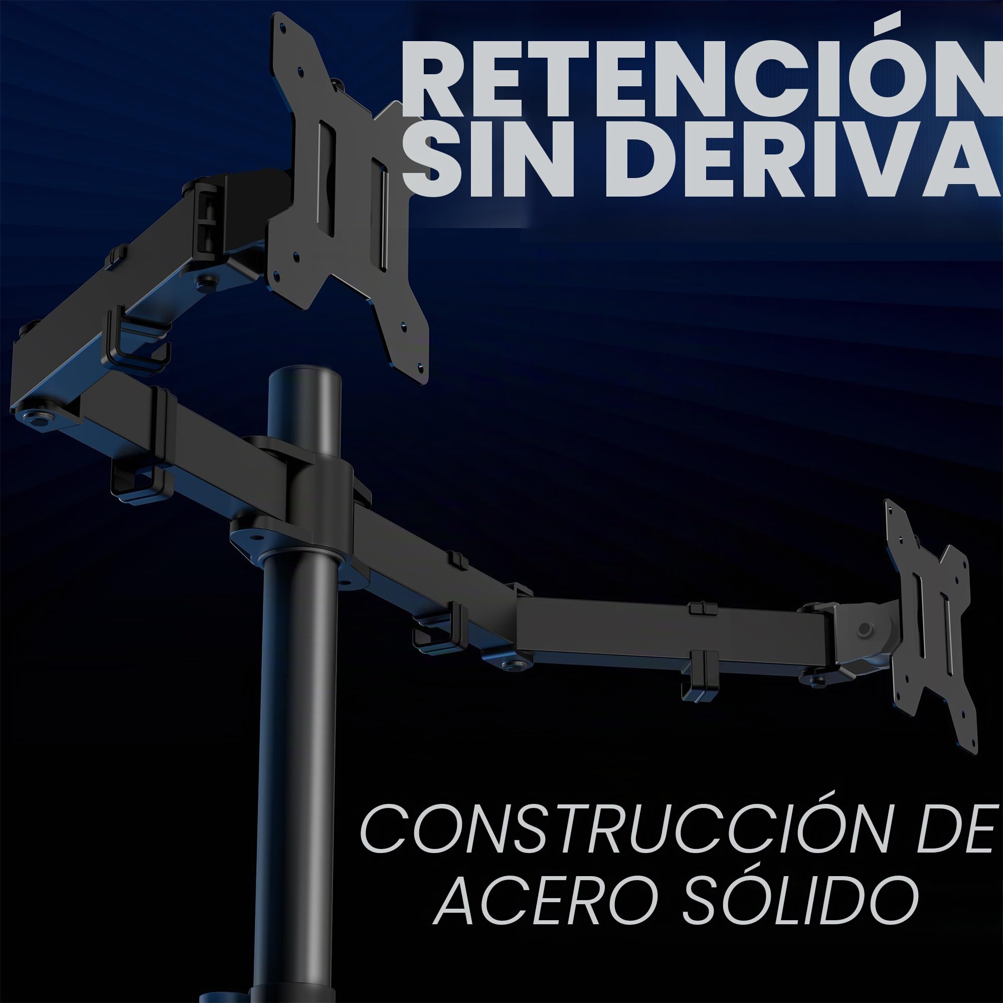 Vivo Soporte de Escritorio para Monitor Doble, Soporte de Acero Totalmente Ajustable, soporta 2 Pantallas de computadora de hasta 30 Pulgadas y máximo 22 Libras Cada una, Negro, STAND-V002