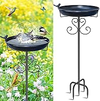 ODSNANIE 40 Inch Vintage Metal Bird Bath Outdoor with Bird Statue, Rust-Proof Freestanding Birdbath, Sturdy 5-Prong Base for Garden Patio Yard (Blue)