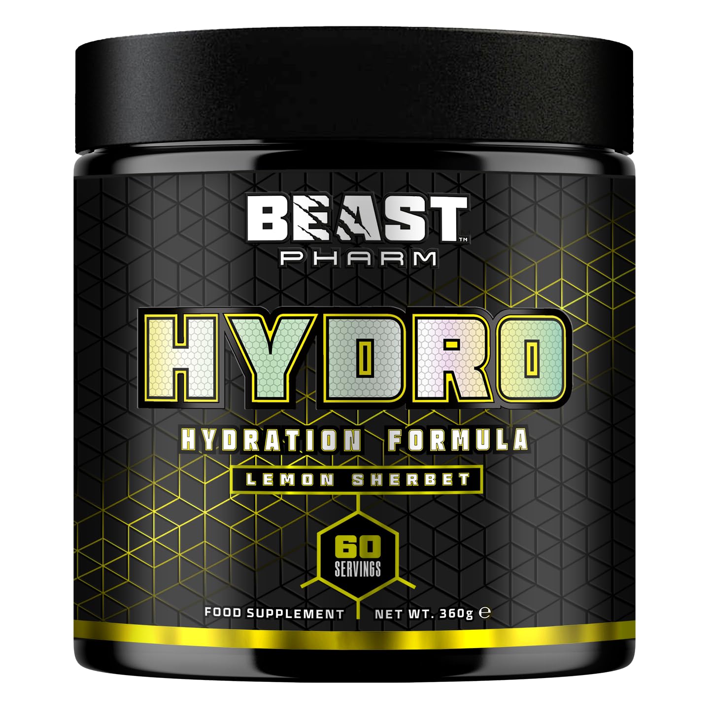 Beast Pharm | Electrolytes Powder | Sport & Running Hydration Electrolytes Drinks | 360g/60 Servings | Eddie Hall's Hydro | Rehydration and Energy | Lemon Sherbet
