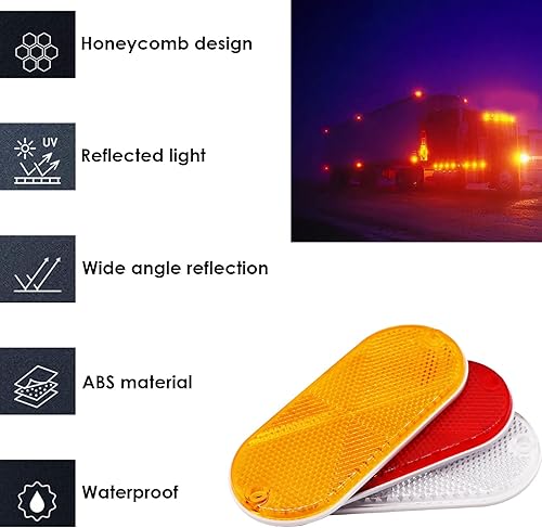 Miniatura 22 de smseace Paquete de 15 reflectores de seguridad rojos – Remolque autoadhesivo, coche, RV, motocicleta, coche, autobús reflectores