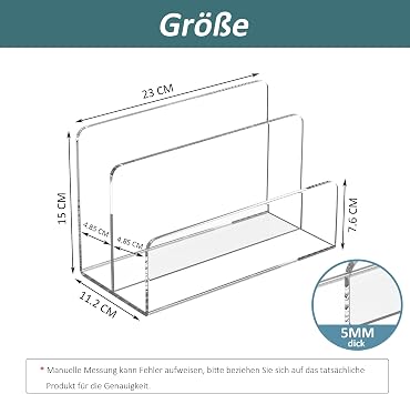 Sezanrpt Acrylic File Holder 2 Compartments Clear Desk File Organiser Office Magazine File Folder Organiser