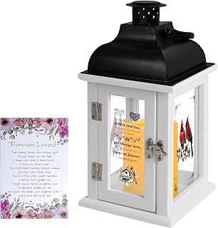 Memorial Lantern Bereavement Gift in Memory of Loved One - Unique Wood & Metal Solar LED Candle Sympathy Gift for Loss of Mother, Father(Love Bird)