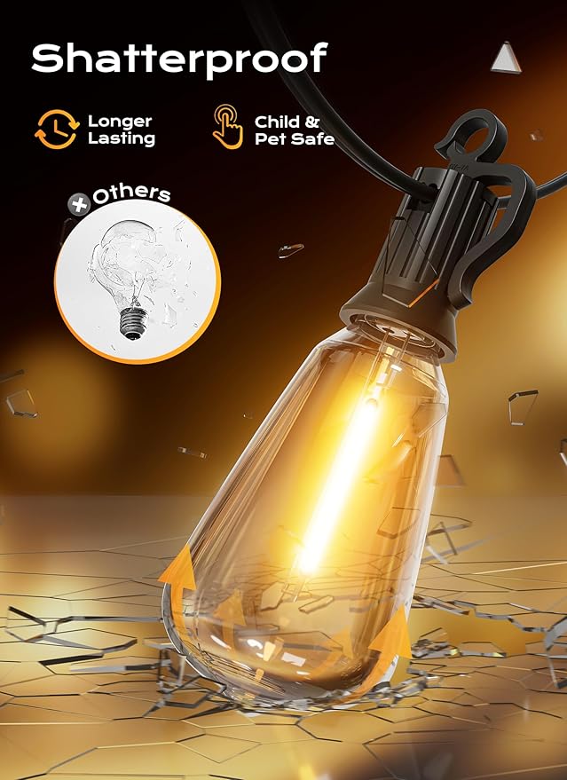 Brightown Luces de Cadena Exterior 100FT LED ST38 A Prueba de Agua miniatura 9