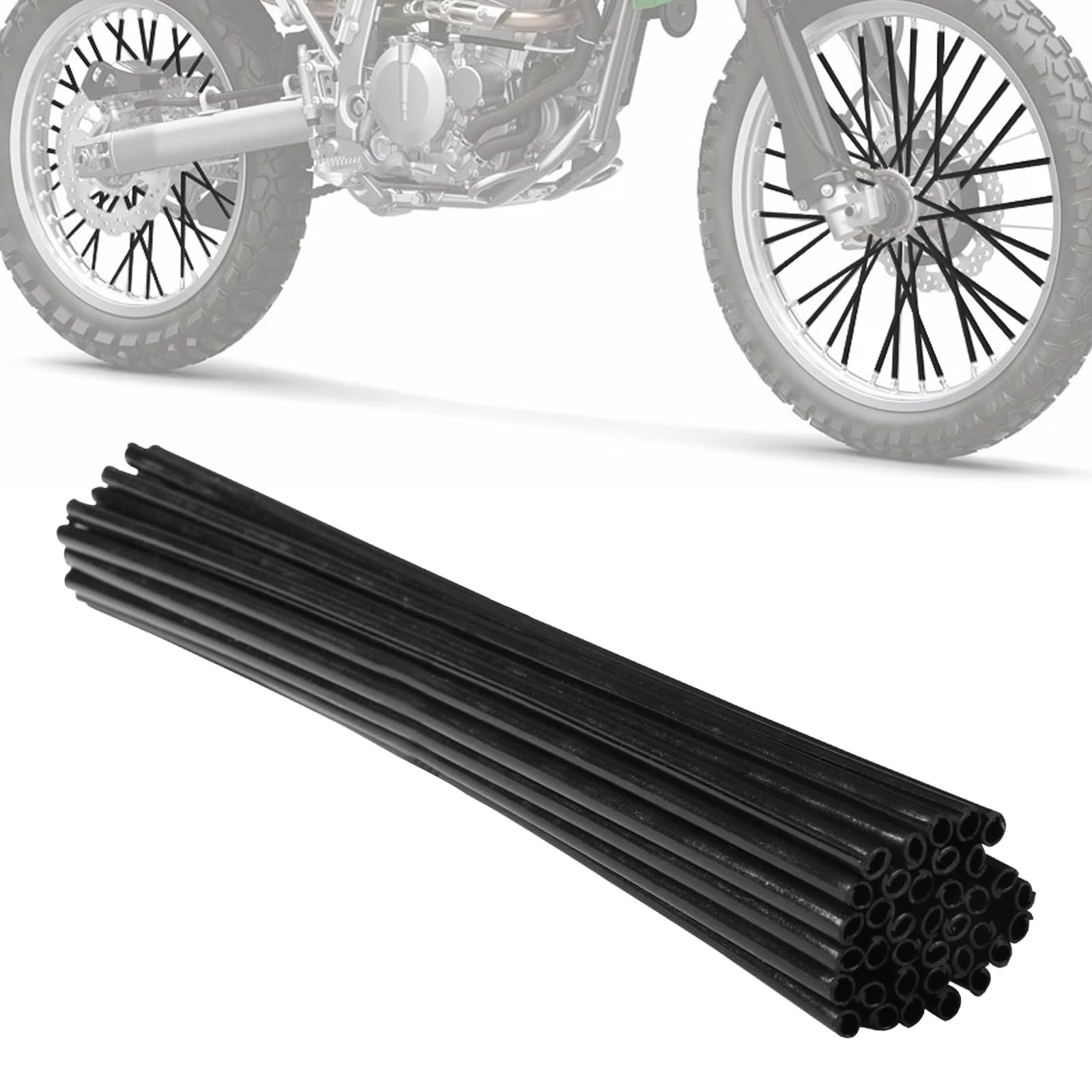 Motorcycle Spoke Skins,Spoke Covers Wheel Wraps Universal for KLX 110 KLX140L CRF 50 110 CRF125F TTR 125 TTR110 YZ125X PW50 TW200 8"-21" Rim Dirt Pit Bike ATV Black