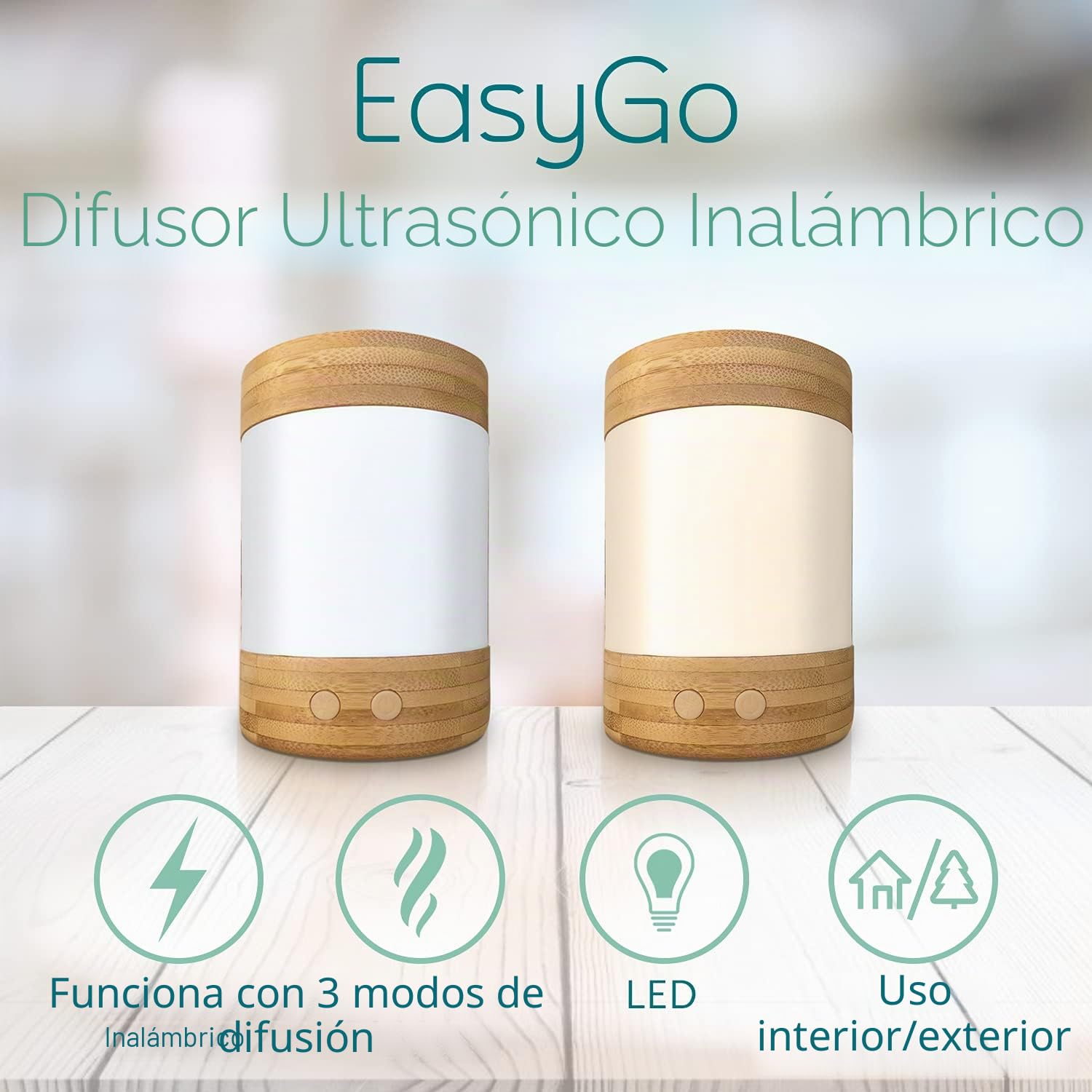 Phytosun arôms - Difusor ultrasónico inalámbrico de aceites esenciales - EasyGo - Nomad, funciona con batería