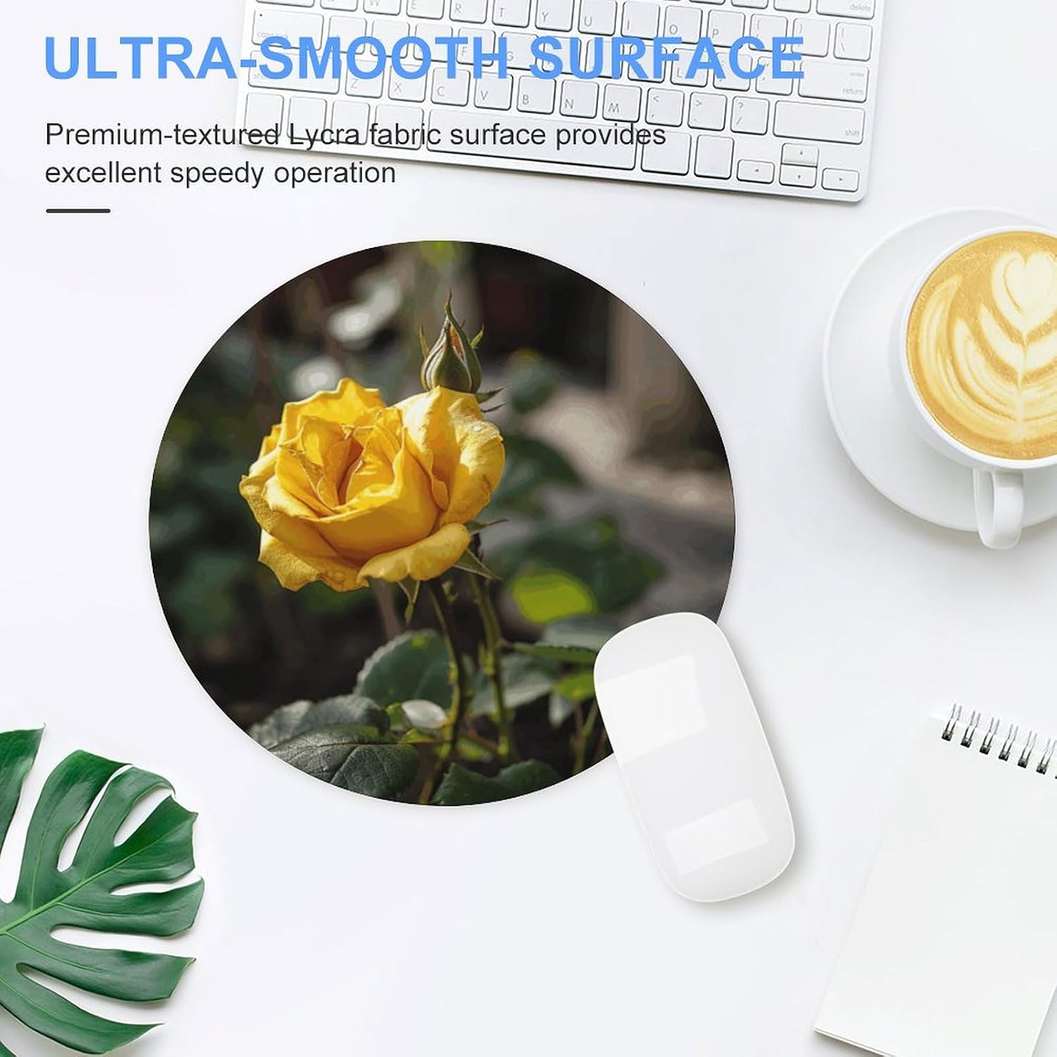 Growing Yellow Rose Round Mousepad Funny Small MouseMat with Non-Slip Rubber Base and Stitched Edge Gaming Mousepad for Home Office Dorm Desk Decor Accessories for Home Office Work 7.8x7.8 Inches image 4
