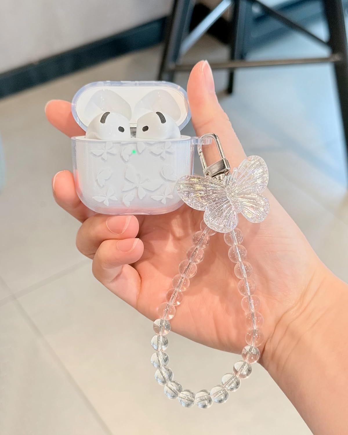 Compatible with AirPods 4 Case Cute Clear, Shockproof Soft TPU Protective Airpod 4th Generation Case Cover for Girls Women with Keychain Designed for AirPod 4th Gen 2024, Butterfly - Image 7